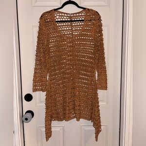 Linea Domani Brown Micro Suede Laser Cut Sweater